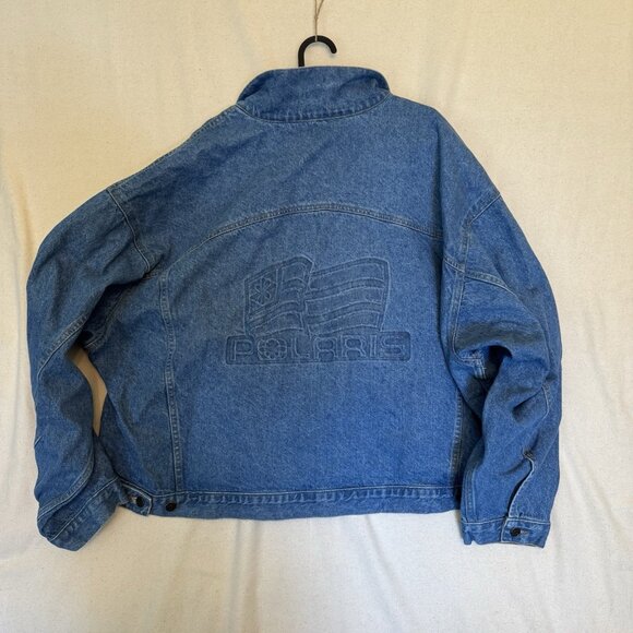 VTG Embossed Denim Trucker Jean Jacket Polaris ATV Snowmobile Mens XXL USA - Picture 5 of 12
